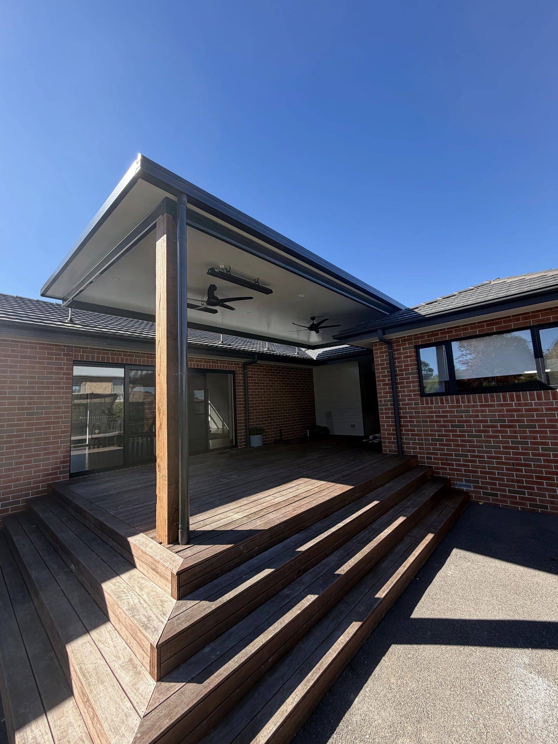 Covered deck and pergola-style outdoor living area built by HPD Carpentry in Canberra